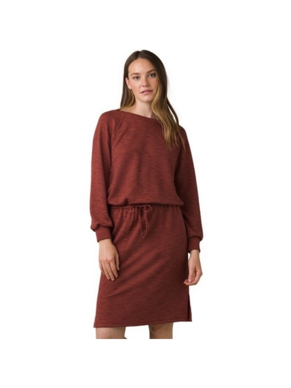 Prana Rust Long-Sleeve Drawstring Waist Dress
